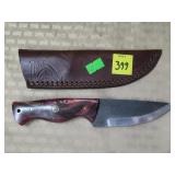 Damascus Steel Knife w/ Leather Sheath