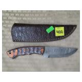 Damascus Steel Knife w/ Leather Sheath