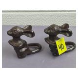 Lot of 2 Cast Iron Bronze Finished Mouse Figurines