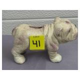 Cast Iron White Bulldog Coin Bank