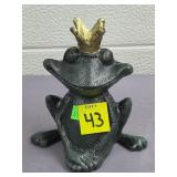 Cast Iron Painted Frog Prince Figurine