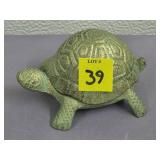Cast Iron Green Finished Turtle Trinket Box