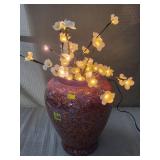 Large Splattered Red & Orange Ceramic Vase w/