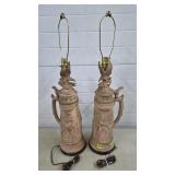Pair of Vtg Bicentennial Ceramic Stein Table Lamps
