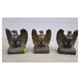 Lot of 3 Cast Metal Brass Plated BaldEagle Bookend