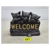 Cast Iron Cats Welcome Doorstop
