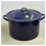 Vtg Blue Speckleware Roasting Pot