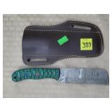 Damascus Steel Knife w/ Leather Sheath