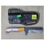 Damascus Dragonscale Knife w/ Leather Sheath