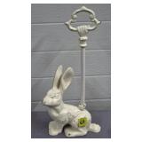 Cast Iron White Bunny Paper Towel Holder Statue