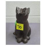 Cast Iron Bronze Finished Cat w/ Butterfly on Nose