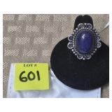 German Silver Lapis Ring, Size 6