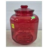 9 3/4' H Ruby Red Planters Peanut Jar