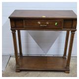 Dark Wood Console Table w/ Single Brass Drawer