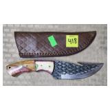 Damascus Dragonscale Knife w/ Leather Sheath