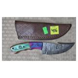 Damascus Steel Knife w/ Leather Sheath