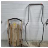 Vintage Sears Wood & Metal Sleigh w/ Long Handle