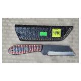 Damascus Steel Knife w/ Leather Sheath