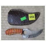 Damascus Steel Skinner Knife w/ Leather Sheath