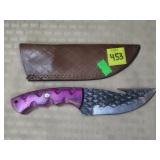 Damascus Dragonscale Knife w/ Leather Sheath