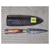 Damascus Steel Knife w/ Leather Sheath