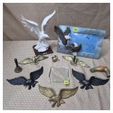 Lot of Cast Iron Eagle Pen Holders, Wall Plaques