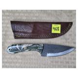 Damascus Steel Knife w/ Leather Sheath