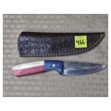 Damascus Steel Knife w/ Leather Sheath