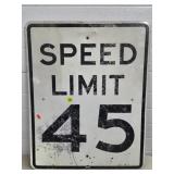 Speed Limit 45 Metal Sign