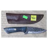 Damascus Dragonscale Knife w/ Leather Sheath