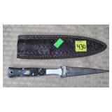 Damascus Steel Knife w/ Leather Sheath