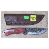 Damascus Dragonscale Knife w/ Leather Sheath