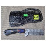 Damascus Steel Knife w/ Leather Sheath