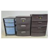 Lot of 3 Plastic Organizing Storage Bins