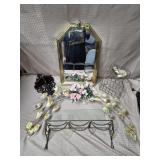 Lot of Brass, Metal & Wood Wall Decor, Mirror