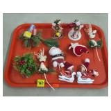 Tray Lot of Vintage Christmas Decorations