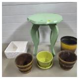 Painted Planter Table w/ Assorted Planters