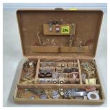 Vtg Jewelry Box w/ Cufflinks & Tie Clips, etc