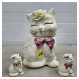 Vtg Shawnee Pottery Puss in Boots Cookie Jar Set