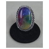Rainbow Solar German Silver Ring, Size 6