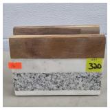 Wht Marble/Ash Granite/ Acacia Napkin Holder