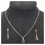 1/20 GF Chain Amethyst Earrings & Pendant
