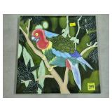 Rainforest Bird Relief Ceramic Art Tile w/ Hanger