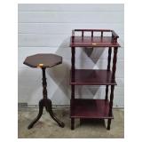 Wooden Whatnot Stand & Planter Table Lot