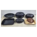 Lot of Black Speckleware & Brown Enamelware -