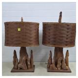 Pair of 2 MCM Cypress Knees & Roots Table Lamps
