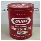 Kraft's 50 Lb Pure Vegetable Shortening Tin Can