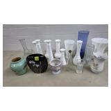 Large Lot of Assorted Milk Glass, Blue Vase, etc