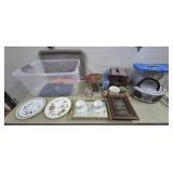Tote w/ Radio, Glassware, Stools, Mini Vacuum,