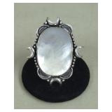 Mother of Pearl German Silver Ring, Size 8